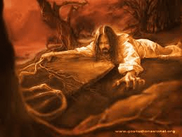 jesus praying on ground